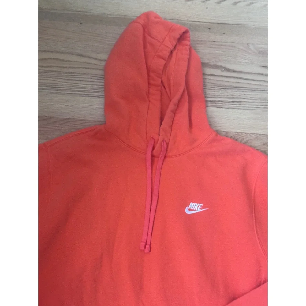 Nike‎ Sportswear Club Fleece Hoodie Men's Large Bright Orange Pullover Pocket